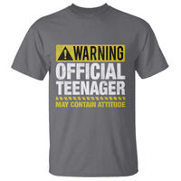 13th Birthday T Shirt Warning Official Teenager May Contain Attitude Funny 13 Years Old