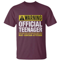 13th Birthday T Shirt Warning Official Teenager May Contain Attitude Funny 13 Years Old