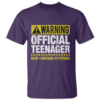 13th Birthday T Shirt Warning Official Teenager May Contain Attitude Funny 13 Years Old
