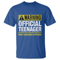 13th Birthday T Shirt Warning Official Teenager May Contain Attitude Funny 13 Years Old