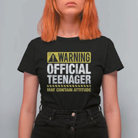 13th Birthday T Shirt For Women Warning Official Teenager May Contain Attitude Funny 13 Years Old