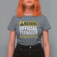 13th Birthday T Shirt For Women Warning Official Teenager May Contain Attitude Funny 13 Years Old