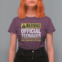 13th Birthday T Shirt For Women Warning Official Teenager May Contain Attitude Funny 13 Years Old
