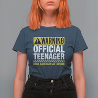 13th Birthday T Shirt For Women Warning Official Teenager May Contain Attitude Funny 13 Years Old