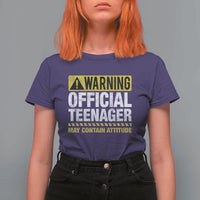 13th Birthday T Shirt For Women Warning Official Teenager May Contain Attitude Funny 13 Years Old