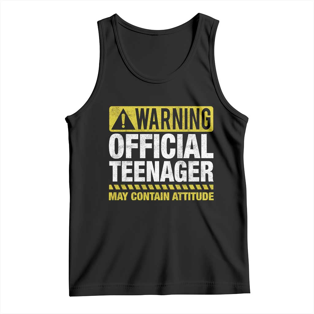 13th Birthday Tank Top Warning Official Teenager May Contain Attitude Funny 13 Years Old