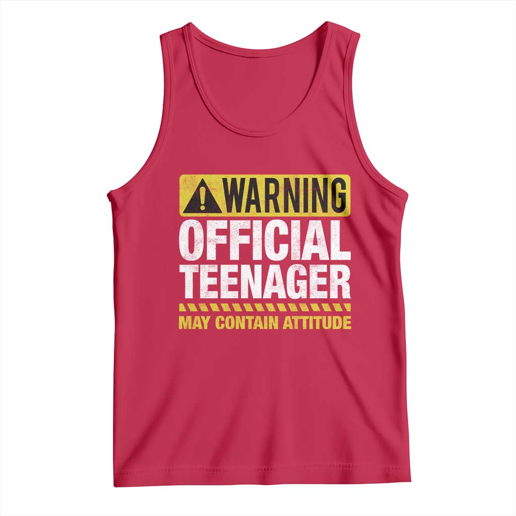 13th Birthday Tank Top Warning Official Teenager May Contain Attitude Funny 13 Years Old