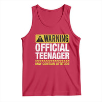 13th Birthday Tank Top Warning Official Teenager May Contain Attitude Funny 13 Years Old