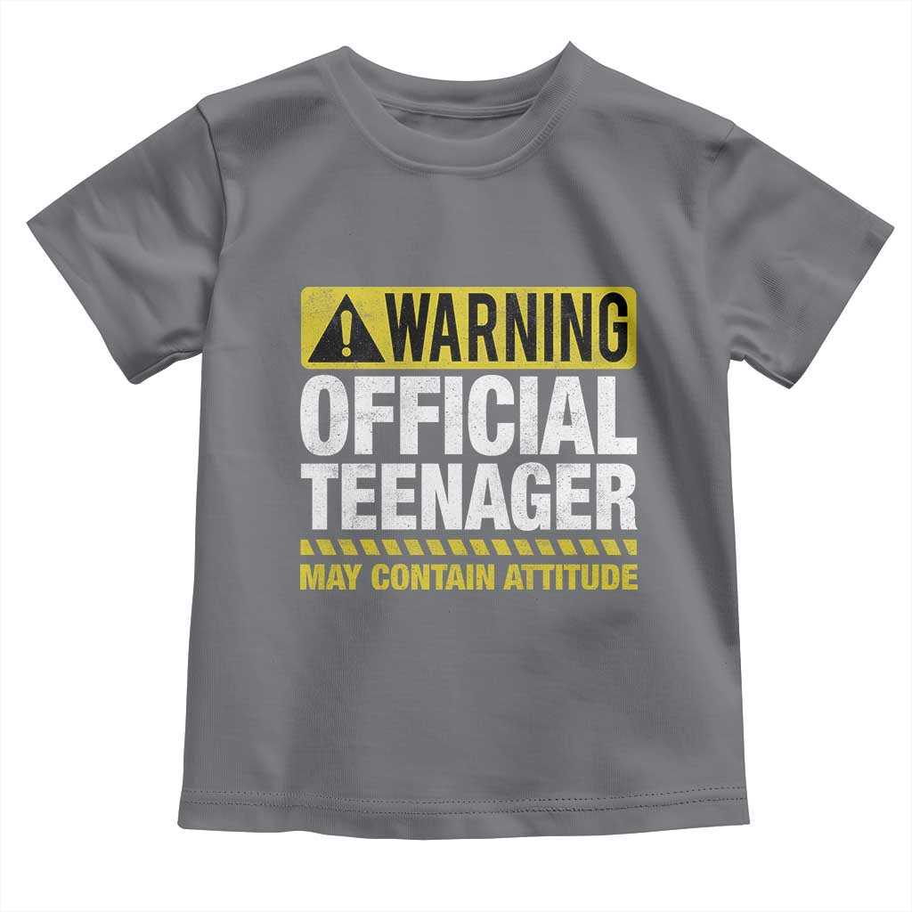 13th Birthday Toddler T Shirt Warning Official Teenager May Contain Attitude Funny 13 Years Old