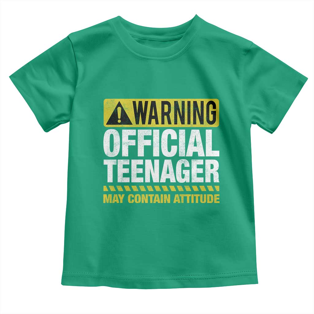 13th Birthday Toddler T Shirt Warning Official Teenager May Contain Attitude Funny 13 Years Old