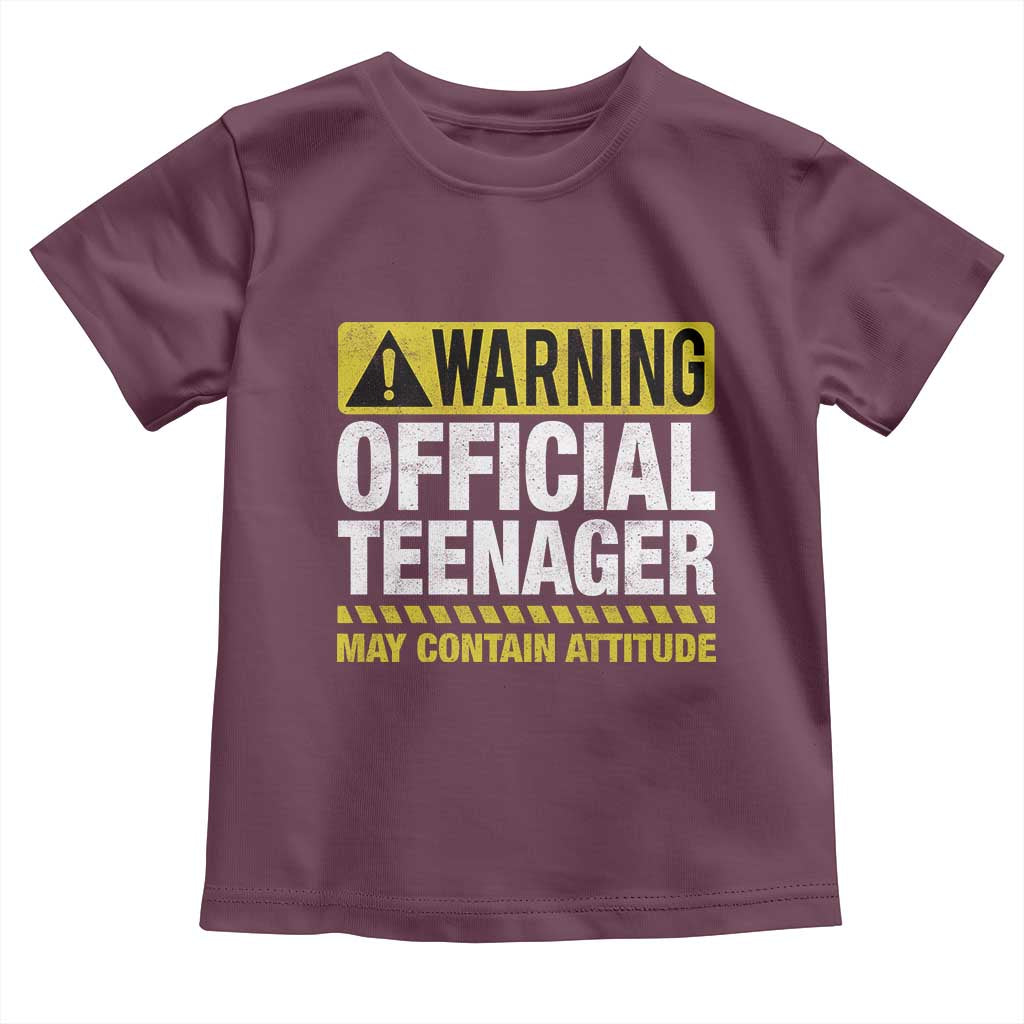 13th Birthday Toddler T Shirt Warning Official Teenager May Contain Attitude Funny 13 Years Old
