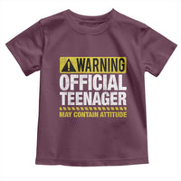 13th Birthday Toddler T Shirt Warning Official Teenager May Contain Attitude Funny 13 Years Old
