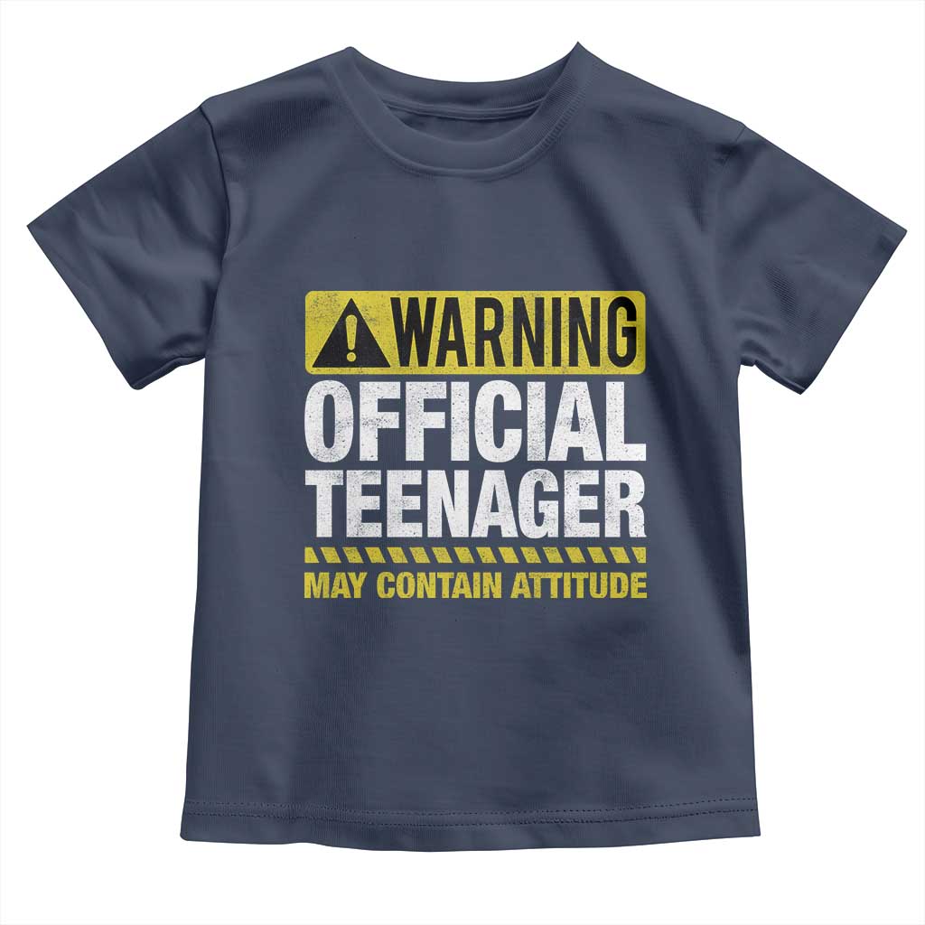 13th Birthday Toddler T Shirt Warning Official Teenager May Contain Attitude Funny 13 Years Old