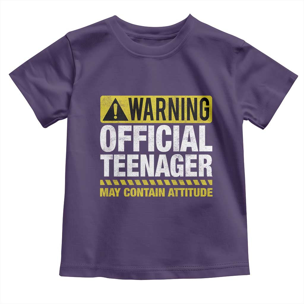 13th Birthday Toddler T Shirt Warning Official Teenager May Contain Attitude Funny 13 Years Old