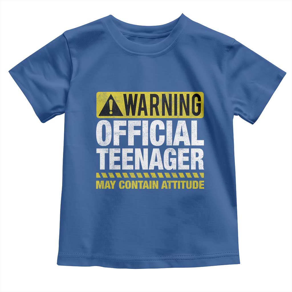13th Birthday Toddler T Shirt Warning Official Teenager May Contain Attitude Funny 13 Years Old