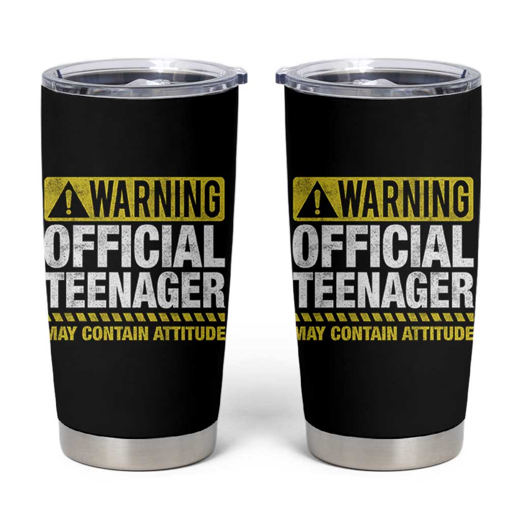 13th Birthday Tumbler Cup Warning Official Teenager May Contain Attitude Funny 13 Years Old