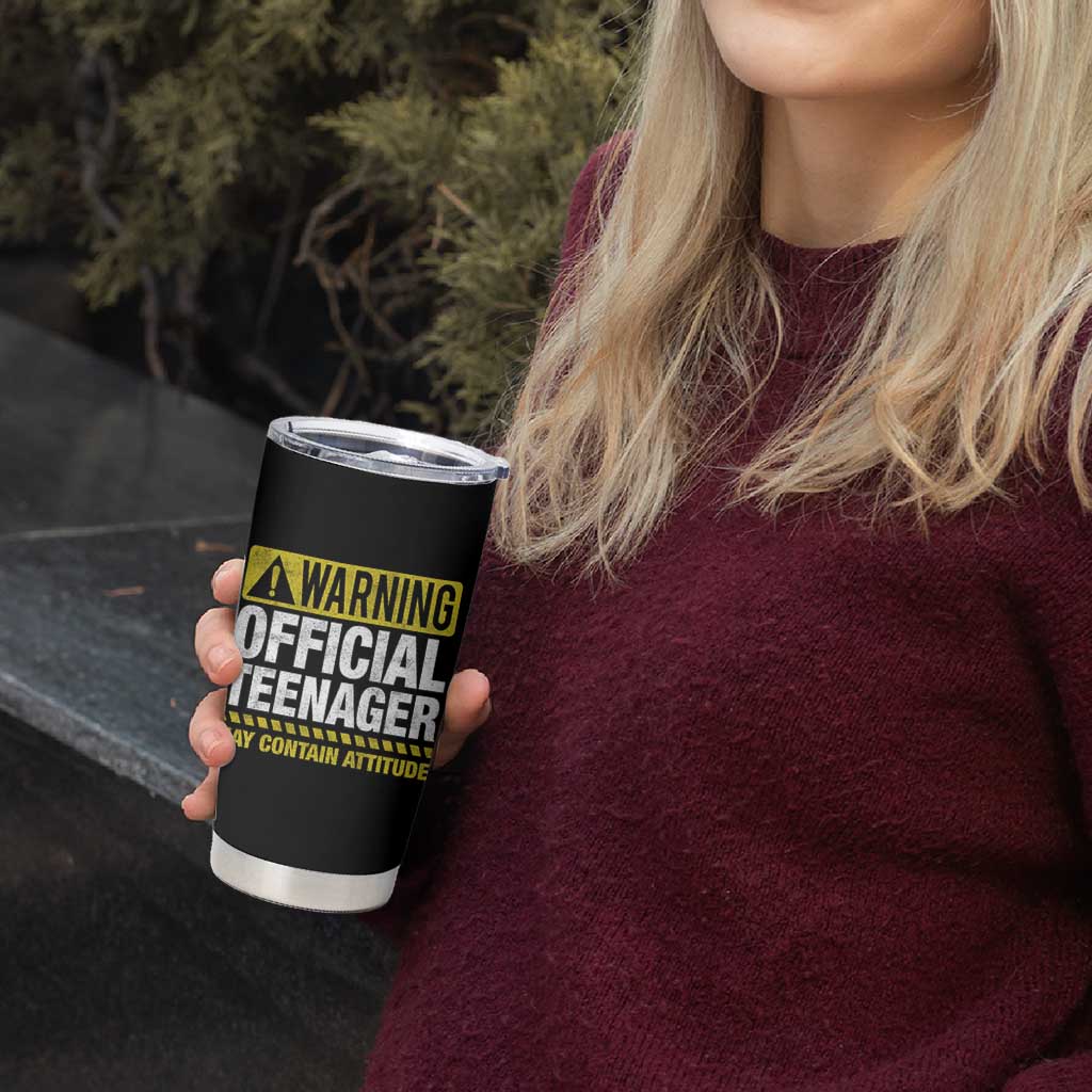 13th Birthday Tumbler Cup Warning Official Teenager May Contain Attitude Funny 13 Years Old