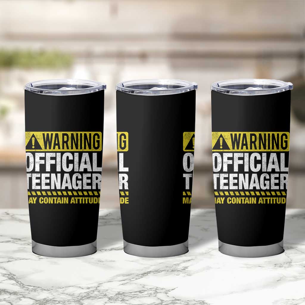 13th Birthday Tumbler Cup Warning Official Teenager May Contain Attitude Funny 13 Years Old