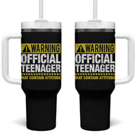 13th Birthday Tumbler With Handle Warning Official Teenager May Contain Attitude Funny 13 Years Old