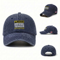 13th Birthday Washed Cotton Baseball Cap Warning Official Teenager May Contain Attitude Funny 13 Years Old