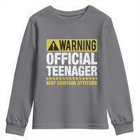 13th Birthday Youth Sweatshirt Warning Official Teenager May Contain Attitude Funny 13 Years Old