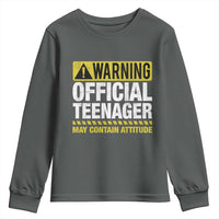 13th Birthday Youth Sweatshirt Warning Official Teenager May Contain Attitude Funny 13 Years Old