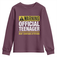 13th Birthday Youth Sweatshirt Warning Official Teenager May Contain Attitude Funny 13 Years Old