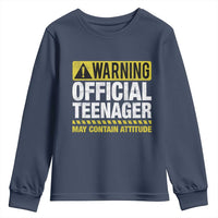 13th Birthday Youth Sweatshirt Warning Official Teenager May Contain Attitude Funny 13 Years Old