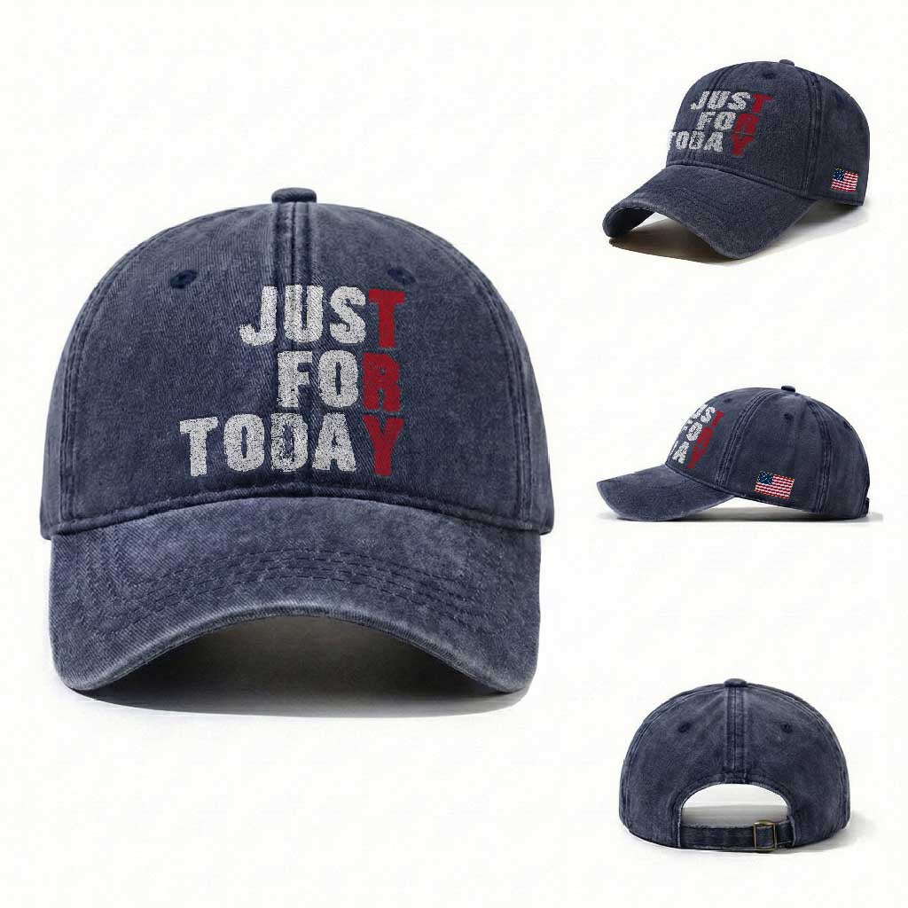 Just For Today Washed Cotton Baseball Cap Sobriety Anniversary Sober AA NA Recovery