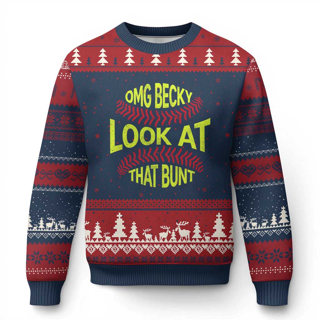 OMG Becky Look At That Bunt Funny Softball Ugly Christmas Sweater