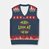 OMG Becky Look At That Bunt Funny Softball V-Neck Knit Sweater Vest