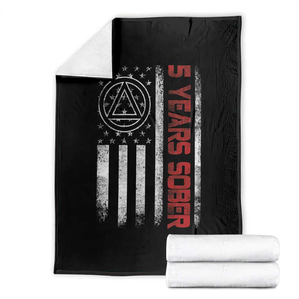 5 Years Sober Throw Blanket 5 Years Sobriety Anniversary Vintage American Flag