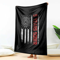 5 Years Sober Throw Blanket 5 Years Sobriety Anniversary Vintage American Flag