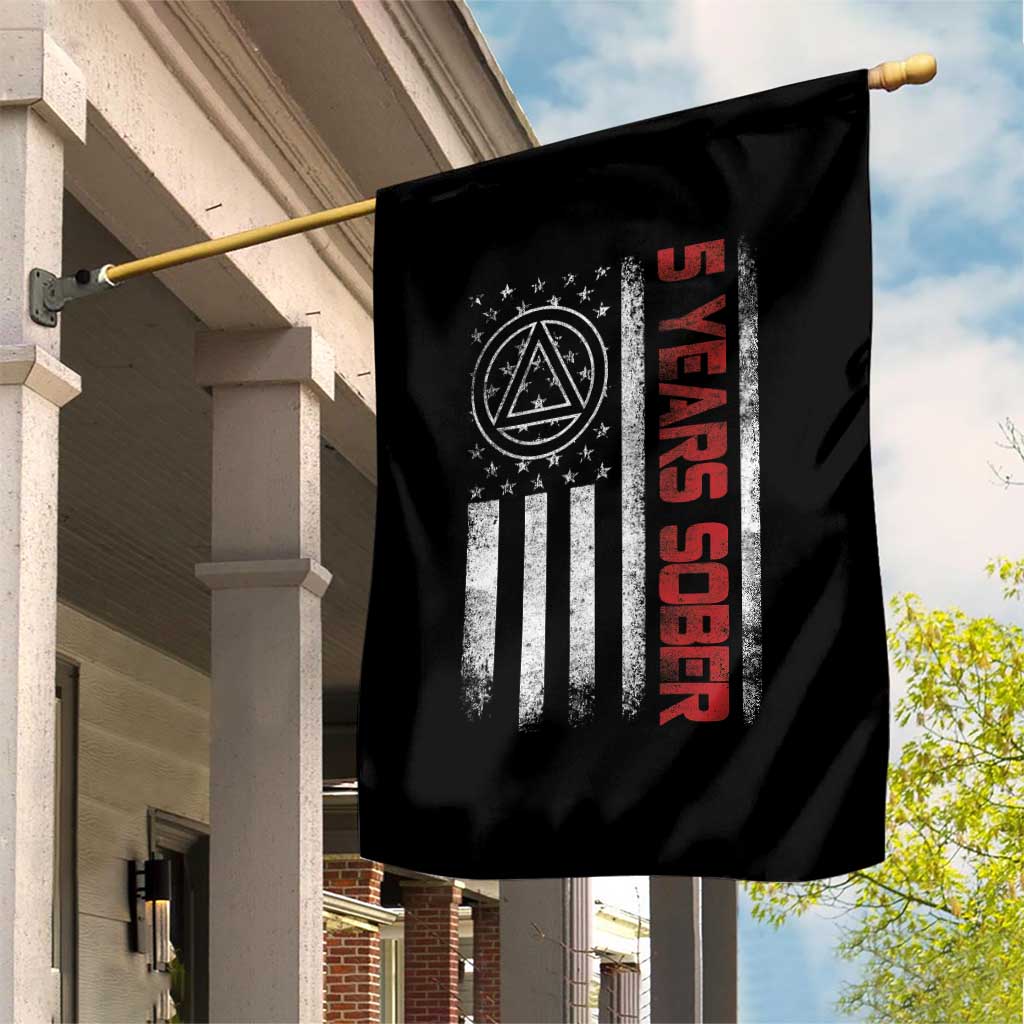 5 Years Sober Garden Flag 5 Years Sobriety Anniversary Vintage American Flag