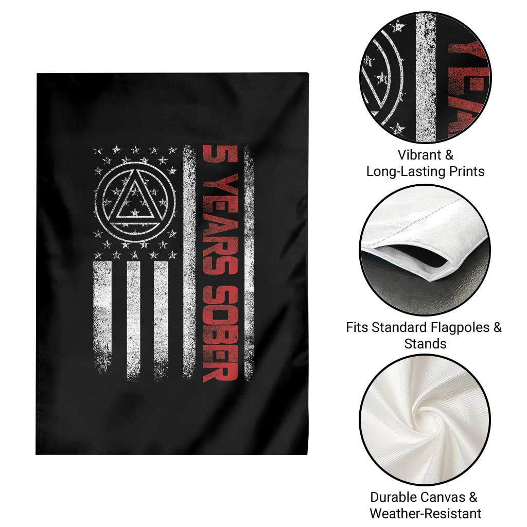 5 Years Sober Garden Flag 5 Years Sobriety Anniversary Vintage American Flag