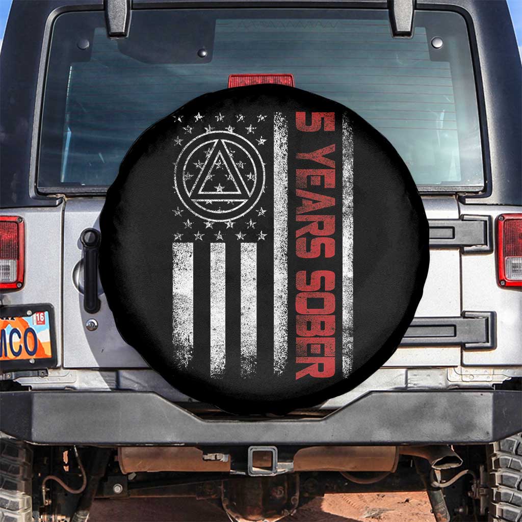 5 Years Sober Spare Tire Cover 5 Years Sobriety Anniversary Vintage American Flag