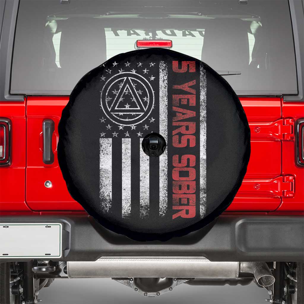 5 Years Sober Spare Tire Cover 5 Years Sobriety Anniversary Vintage American Flag