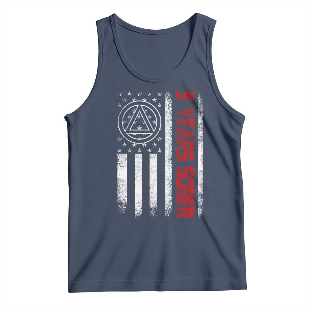 5 Years Sober Tank Top 5 Years Sobriety Anniversary Vintage American Flag
