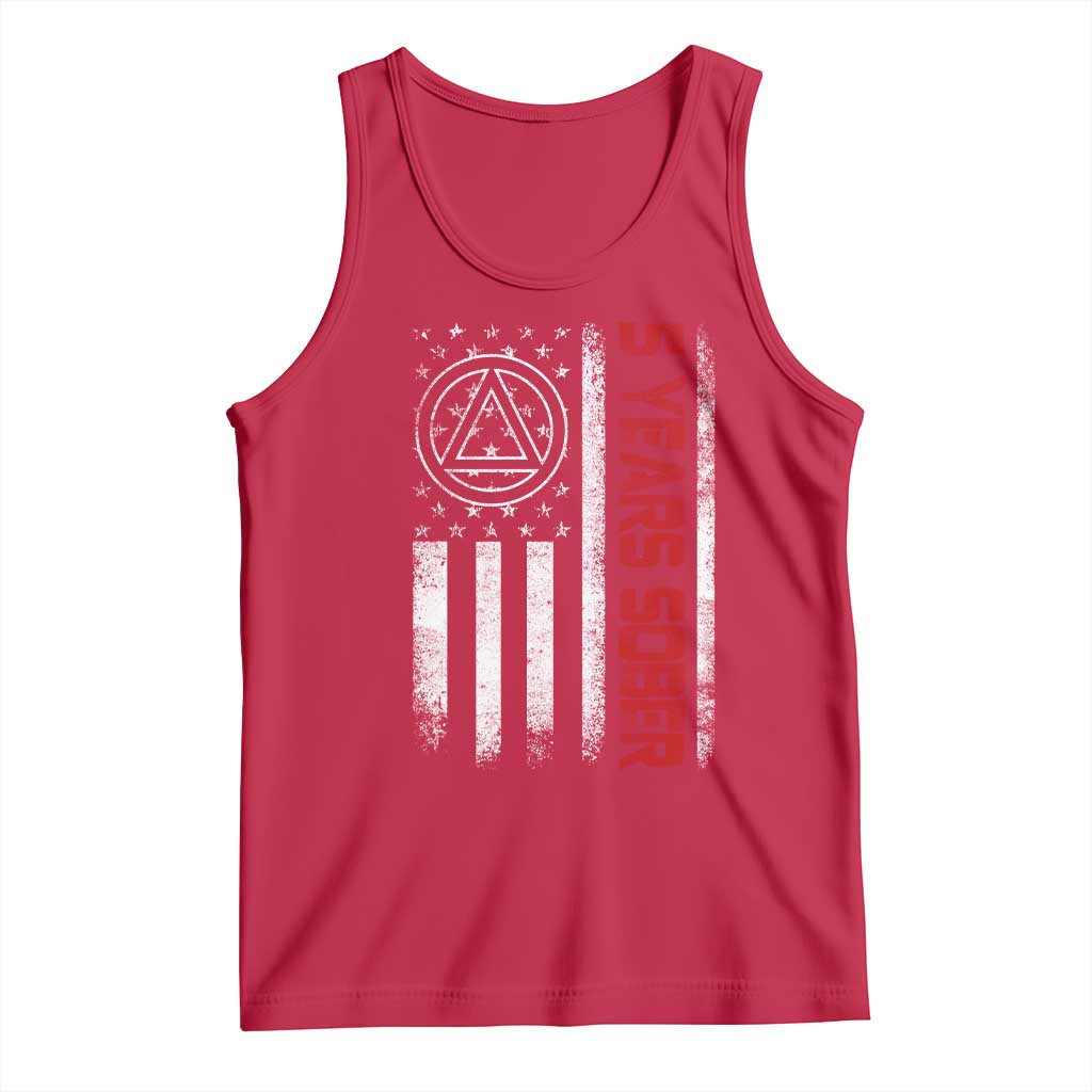 5 Years Sober Tank Top 5 Years Sobriety Anniversary Vintage American Flag