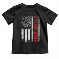 5 Years Sober Toddler T Shirt 5 Years Sobriety Anniversary Vintage American Flag