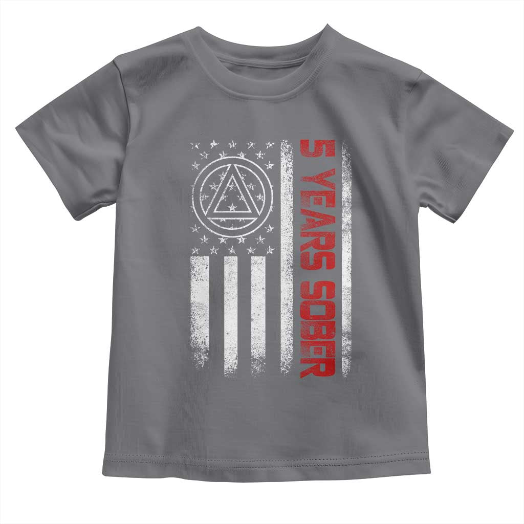 5 Years Sober Toddler T Shirt 5 Years Sobriety Anniversary Vintage American Flag