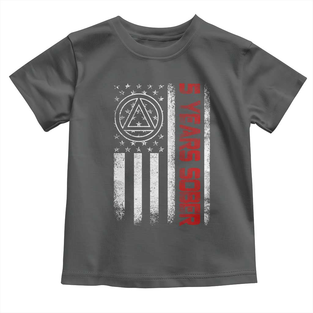 5 Years Sober Toddler T Shirt 5 Years Sobriety Anniversary Vintage American Flag