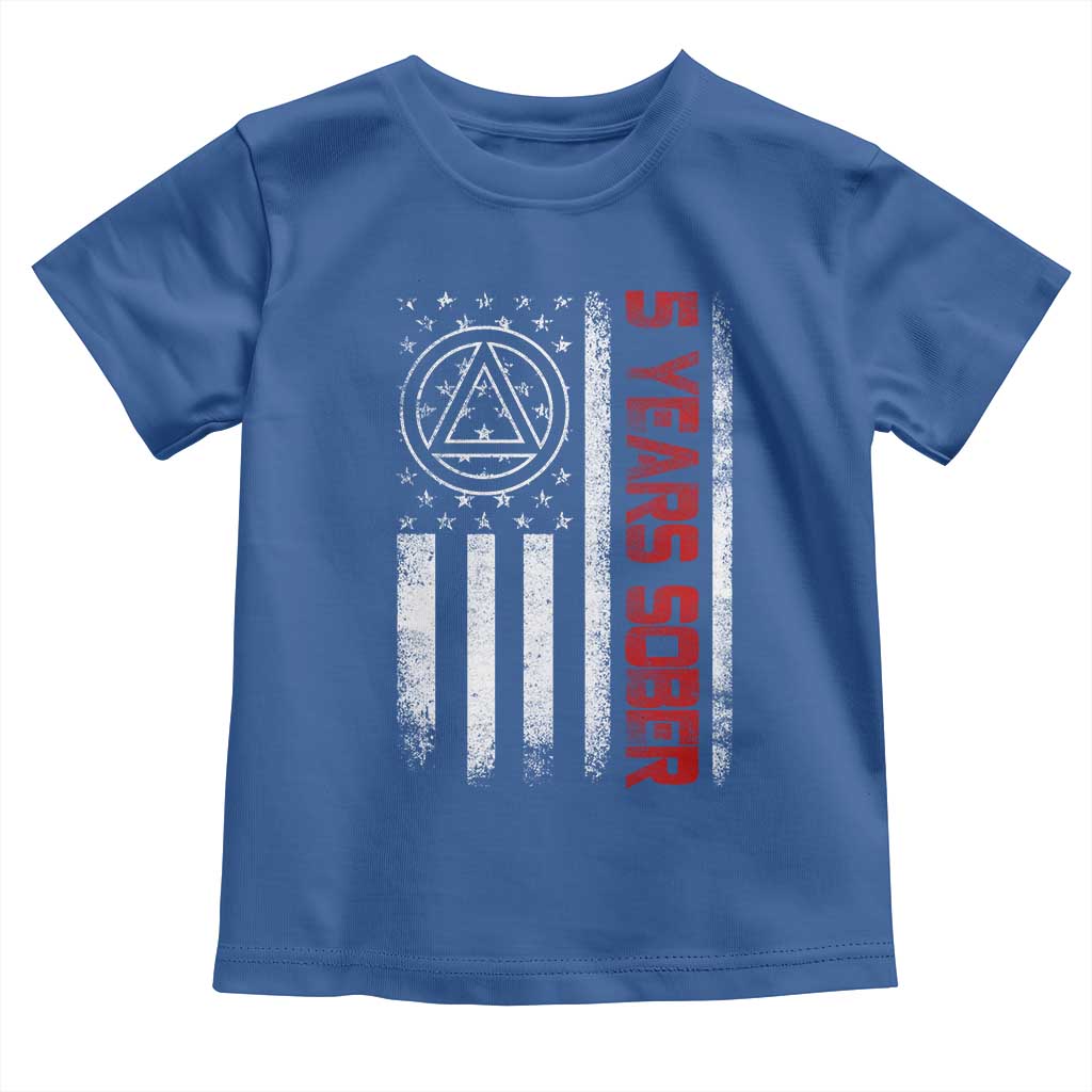 5 Years Sober Toddler T Shirt 5 Years Sobriety Anniversary Vintage American Flag