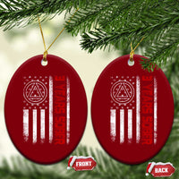 3 Years Sober Ceramic Ornament 3 Years Sobriety Anniversary Vintage American Flag