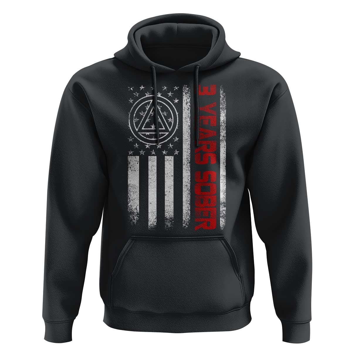 3 Years Sober Hoodie 3 Years Sobriety Anniversary Vintage American Flag