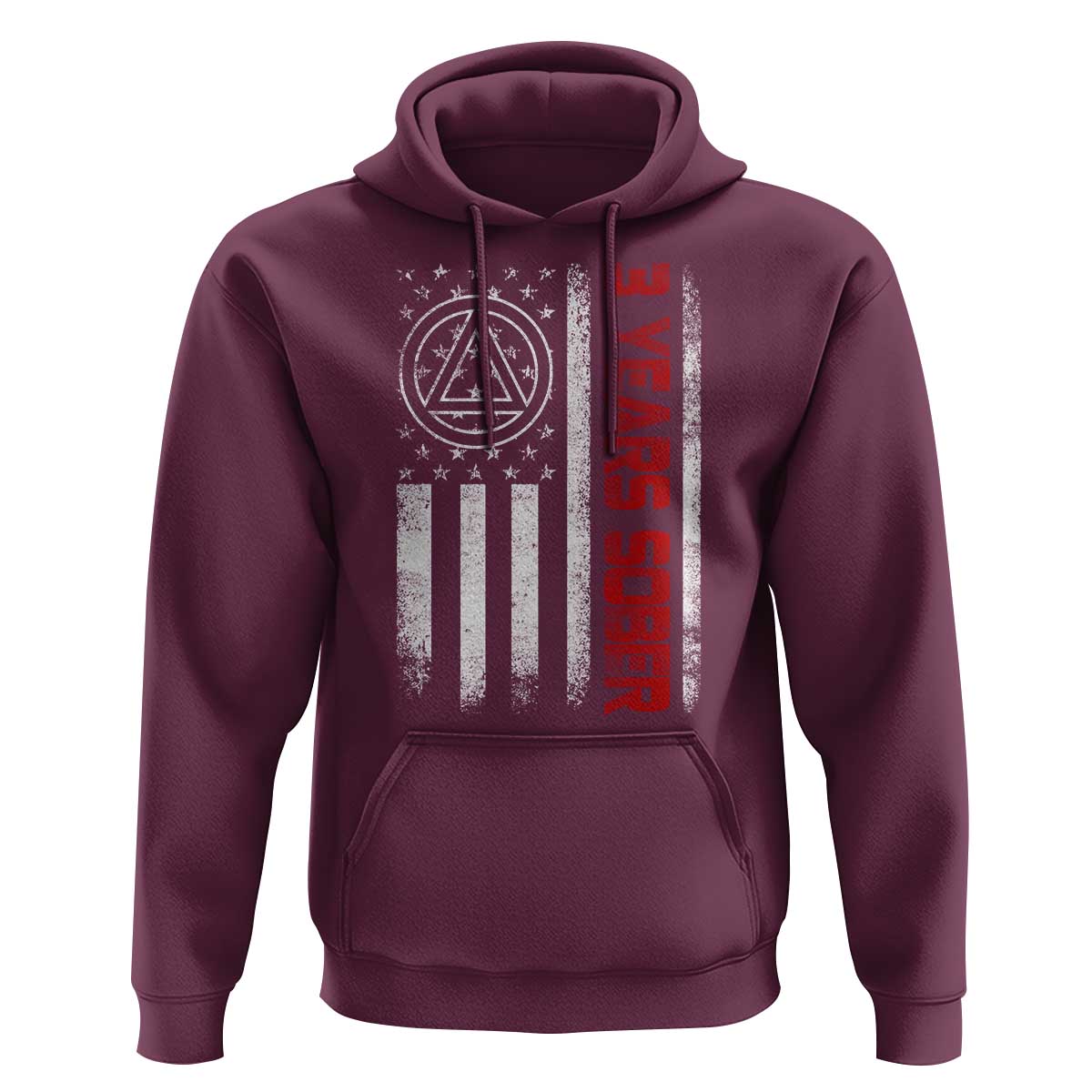 3 Years Sober Hoodie 3 Years Sobriety Anniversary Vintage American Flag