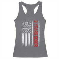 3 Years Sober Racerback Tank Top 3 Years Sobriety Anniversary Vintage American Flag