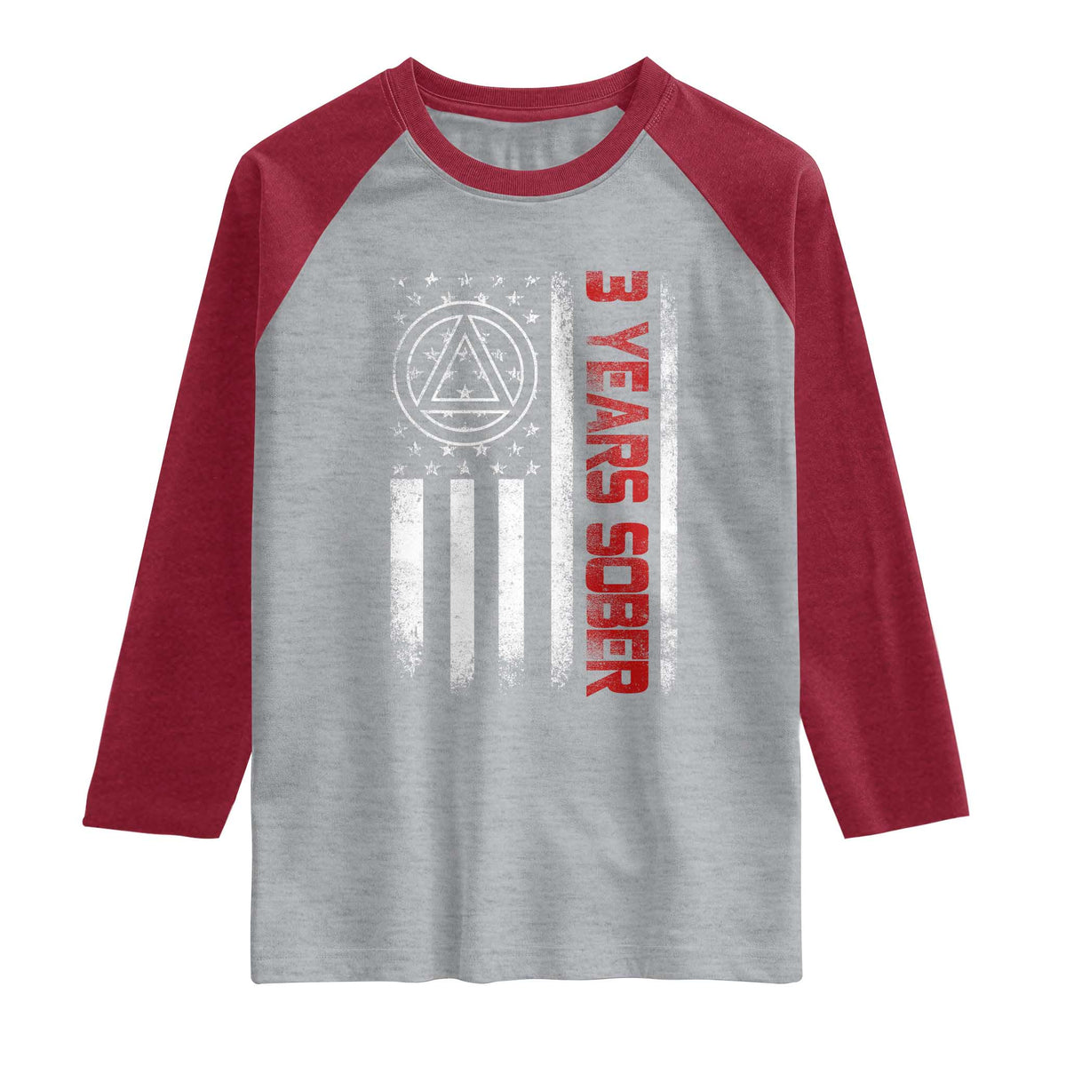 3 Years Sober Raglan Shirt 3 Years Sobriety Anniversary Vintage American Flag