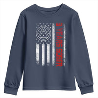 3 Years Sober Youth Sweatshirt 3 Years Sobriety Anniversary Vintage American Flag