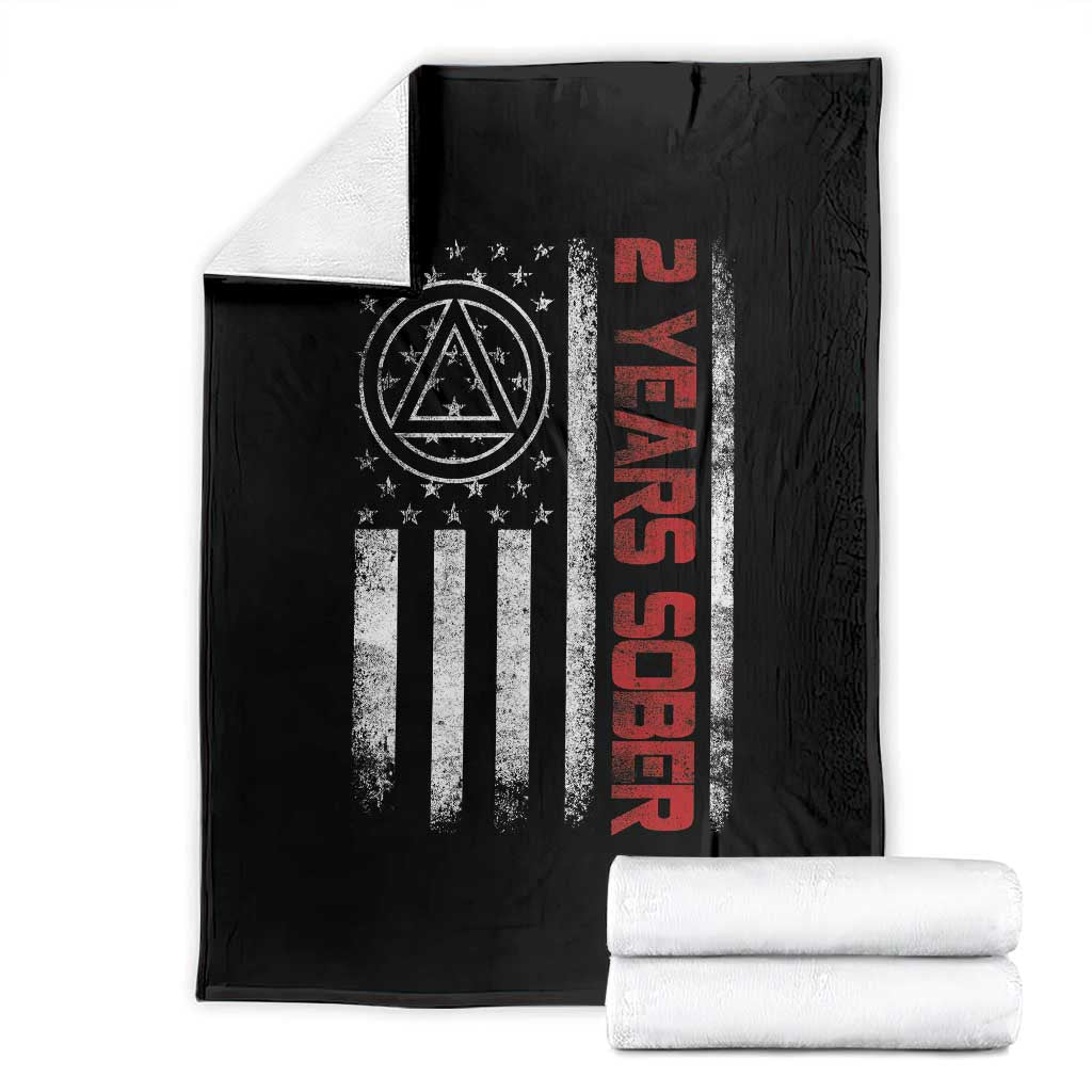 2 Years Sober Throw Blanket 2 Years Sobriety Anniversary Vintage American Flag